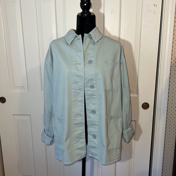 Topshop light green cotton jacket, size 6. EUC - Picture 2 of 9
